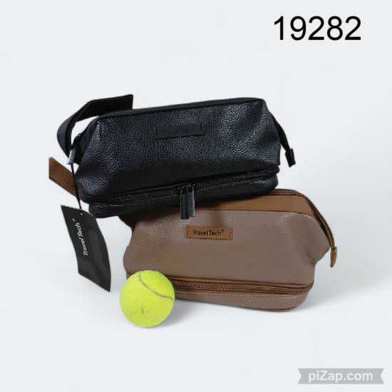 Imagen de NECESER TRAVEL TECH DOS COMPARTIMIENTOS MARRON Y NEGRO 10.25